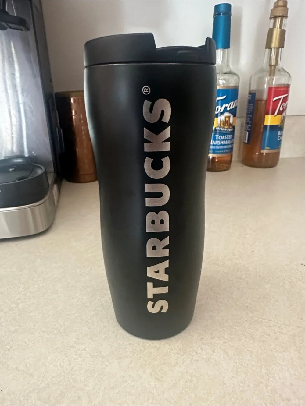 Starbucks Matte Black Tumbler with Silver Logo